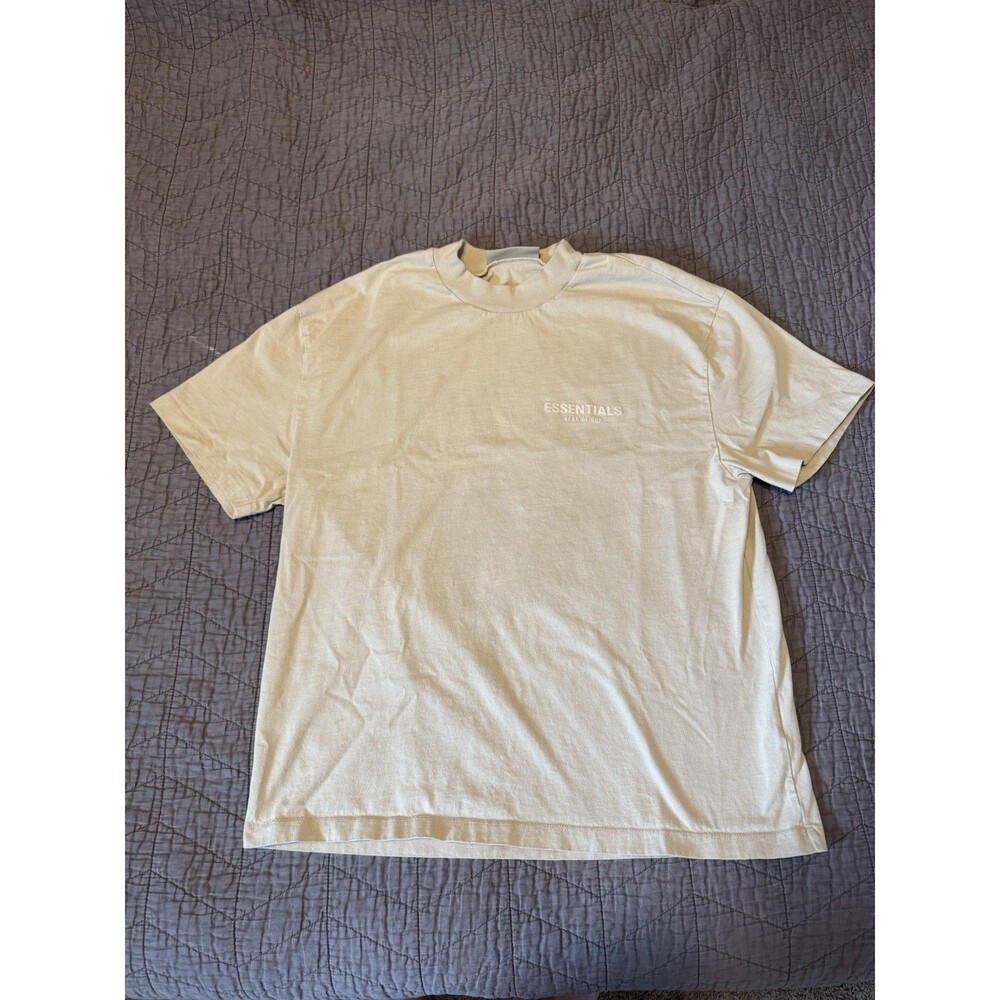 Fear of God ESSENTIALS Men’s Beige Logo Tee Sz L